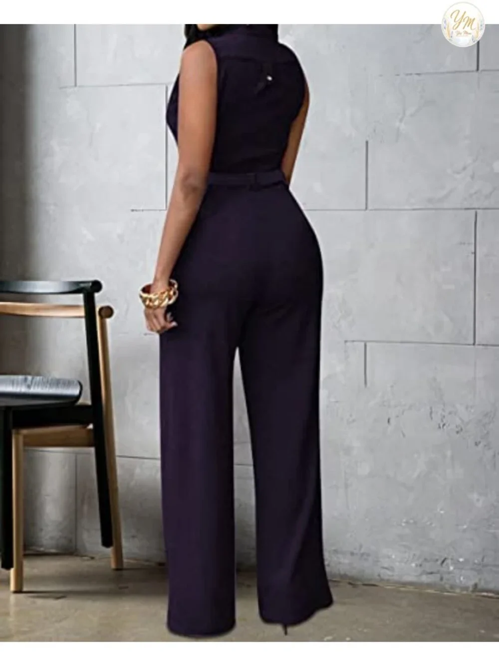 Women's Floral Print V Neck Sleeveless Wide Leg Long Pants Romper Jumpsuit